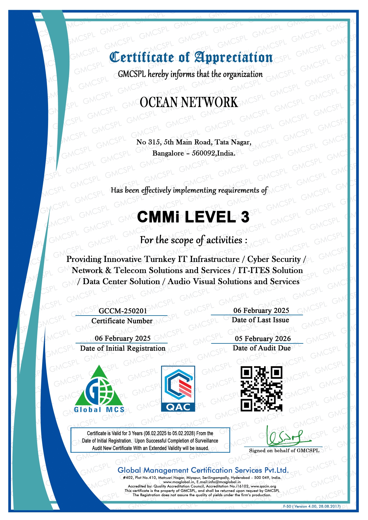CMMi Level 3 Certificate